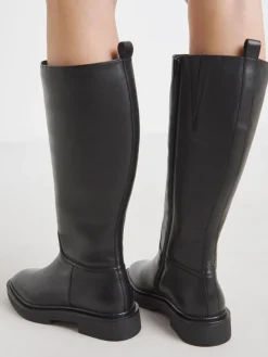 Simply Be Wide Fit Leather Knee High Riding Boots Black Best