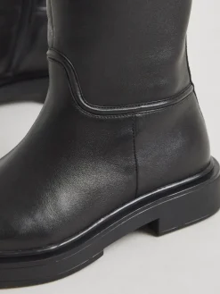 Simply Be Wide Fit Leather Knee High Riding Boots Black Best