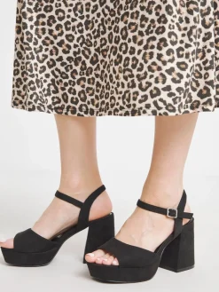 Simply Be Wide Fit Platform Crossover Heels With Trim Black Outlet