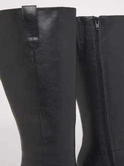 Simply Be Black Wide Fit Block Heel Knee High Boots New