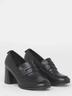 Simply Be Black Wide Fit Vintage Loafer On Platform Heel Clearance
