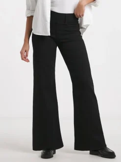 Simply Be Wide Leg Jeggings Black Clearance