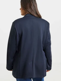 Simply Be Blue Single Breasted Ponte Blazer Clearance