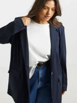 Simply Be Blue Single Breasted Ponte Blazer Clearance