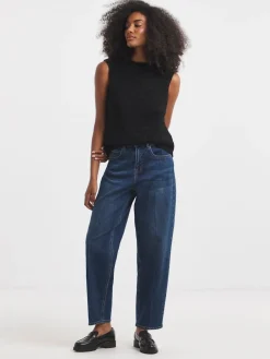 Simply Be Smart Tapered Barrel Jeans Blue Outlet