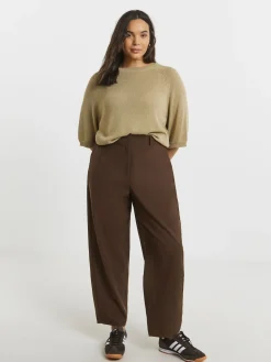 Simply Be Brown Tailored Barrel Leg Trouser Outlet