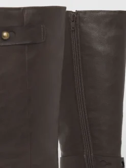 Simply Be Wide Fit Casual Knee High Boots With Wrap Detail Brown Hot