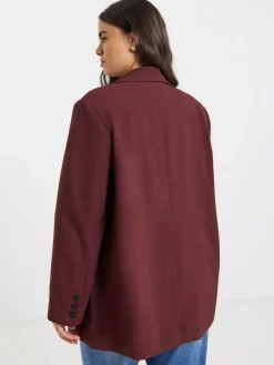 Simply Be Oversized Single Breasted Blazer Burgundy Red Best