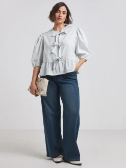 Simply Be 24/7 Wide Leg Jeans Dark Blue Clearance