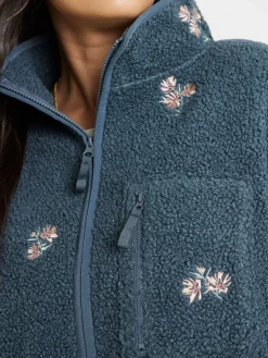 Simply Be Grey Floral Borg Embroided Slogan Sweatshirt Clearance