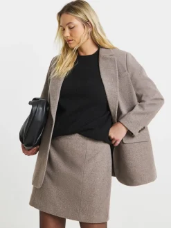 Simply Be Grey Wool Look Tailored Mini Skirt Hot