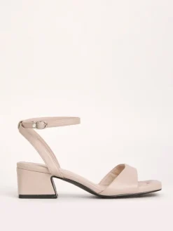 Simply Be Barely There on Low Block Heels in Extra Wide Fit Natural New
