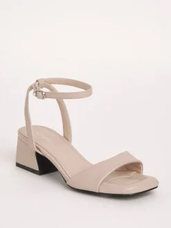 Simply Be Barely There on Low Block Heels in Extra Wide Fit Natural New