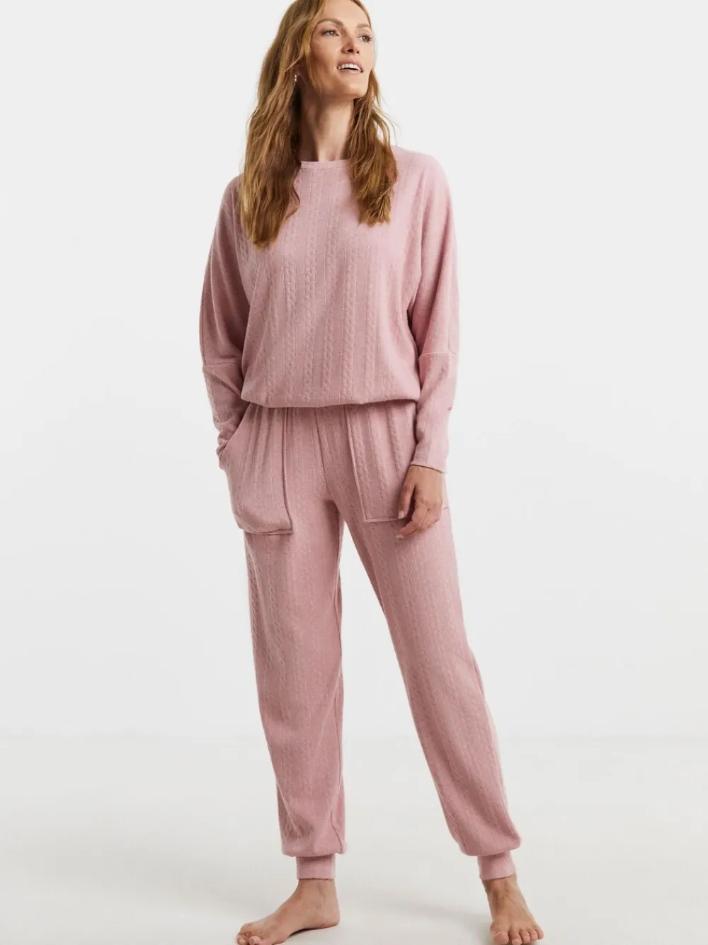 Simply Be Pink Pretty Secrets Cable Knit Lounge Set Online