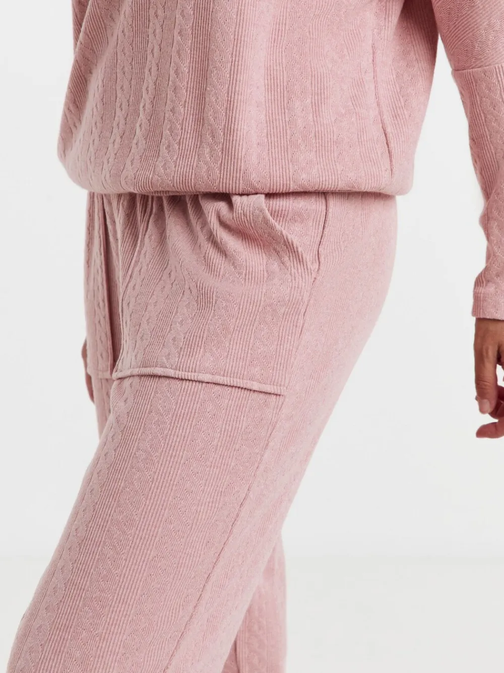 Simply Be Pink Pretty Secrets Cable Knit Lounge Set Online