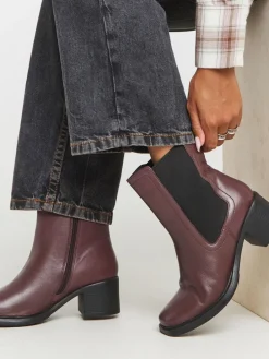 Simply Be Red Wide Fit Block Heel Chelsea Boots Online