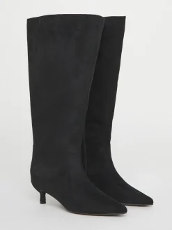 Simply Be Wide Fit Kitten Heel Straight Leg Boots Soft Black Sale