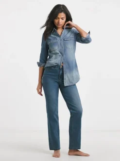 Simply Be 24/7 Straight Leg Jeans Western Blue New