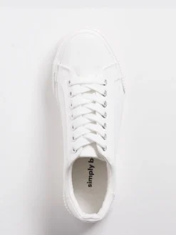 Simply Be Wide Fit Canvas Chunky Ribbed Sole Trainers White Clearance