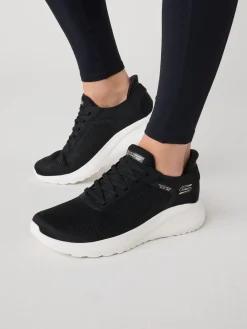 Skechers Black/ White BOBS Sport Squad Chaos Slip In Trainers Online