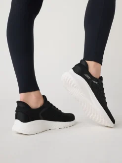 Skechers Black/ White BOBS Sport Squad Chaos Slip In Trainers Online