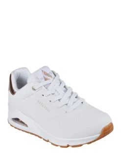 Skechers Golden Womens Standard Fit Uno Trainers Cotton White Online