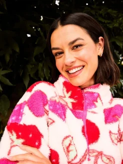 Skinnydip White Cherry and Strawberry Longline Fleece