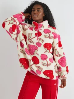 Skinnydip White Cherry and Strawberry Longline Fleece