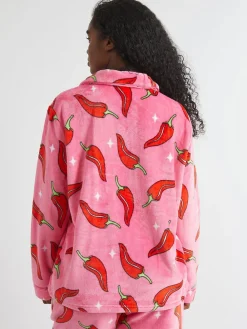 Skinnydip White Chilli Sparkle Twosie Fleece Pyjamas Set New