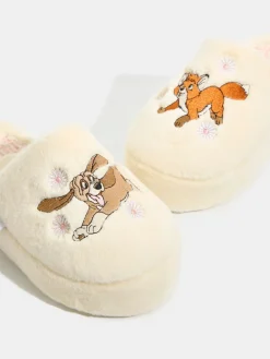 Skinnydip White Disney Fox and The Hound Slippers Clearance