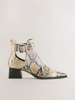 Next Forever Comfort® Cut Out Buckle Detail Ankle Boots Snake Print Discount