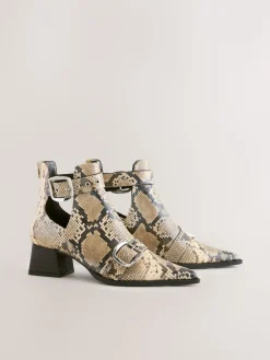 Next Forever Comfort® Cut Out Buckle Detail Ankle Boots Snake Print Discount