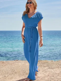 Sosandar Tassel Belted Jumpsuit Blue Discount