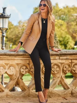 Sosandar Faux Leather Blazer Brown Best