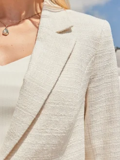 Sosandar Natural Boucle Blazer With Pearlescent Button Best