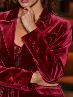 Sosandar Red Velvet Tailored Blazer New