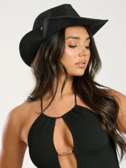 South Beach Black Soft 100% Cotton Cowboy Hat Discount