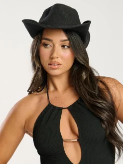 South Beach Black Soft 100% Cotton Cowboy Hat Discount