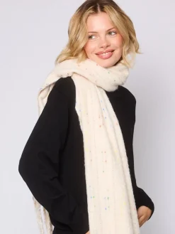 South Beach Cream Woven Thread Detail Scarf Best