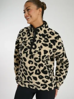 South Beach Natural Borg Quarter Zip Jacket Clearance