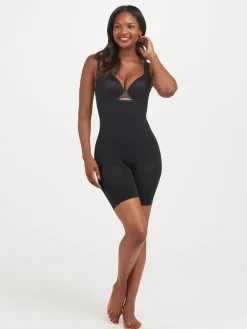 Spanx sculpt™ Seamless Power Open-Bust Mid-Thigh Bodysuit Black Best