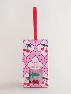 Next 1 Pack Ankle Socks in a Gift Box Sparkle Cherries Best