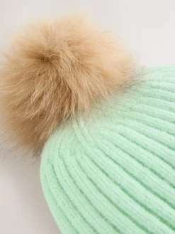Next Spearmint Rib Knit Pom Hat Hot