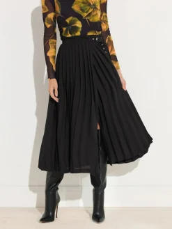 Star by Julien MacDonald Black Pleated Maxi Skirt Outlet