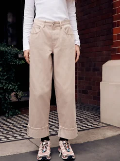 Next Boyfriend Wide Leg Mid Rise Turn Up Jeans Stone Best