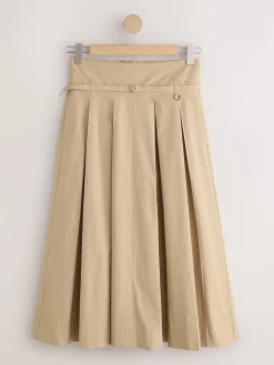 Next Pleated Midi Skirt Stone Discount
