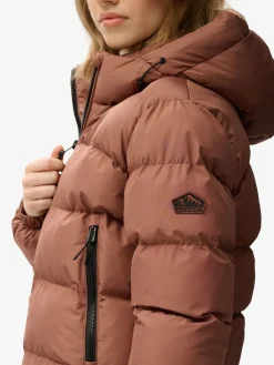Superdry Brown Hooded Sports Puffer Jacket Outlet