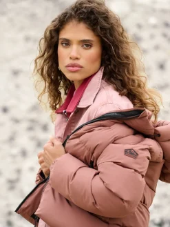 Superdry Brown Hooded Sports Puffer Jacket Outlet