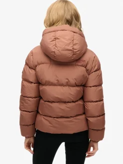 Superdry Brown Hooded Sports Puffer Jacket Outlet