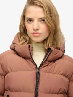 Superdry Brown Hooded Sports Puffer Jacket Outlet